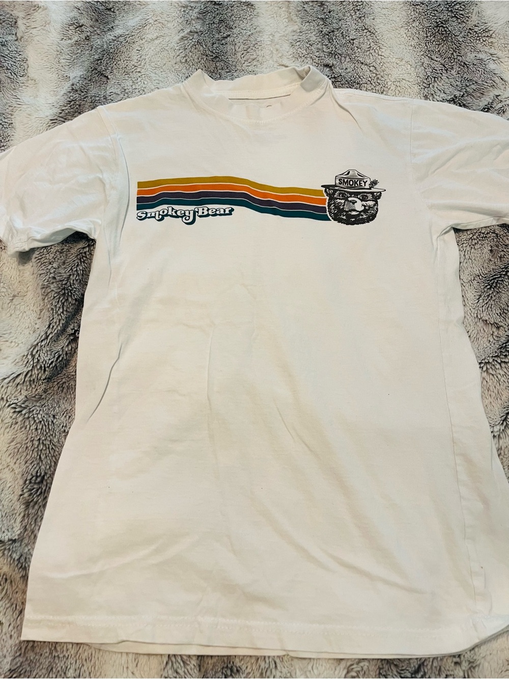 Smokey Bear Retro Stripe Short Sleeve Tee - White